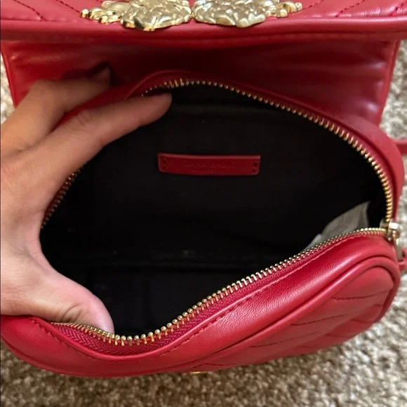 Zara Red Quilted Crossbody Bag with Gold Accents - Picture 4 of 6